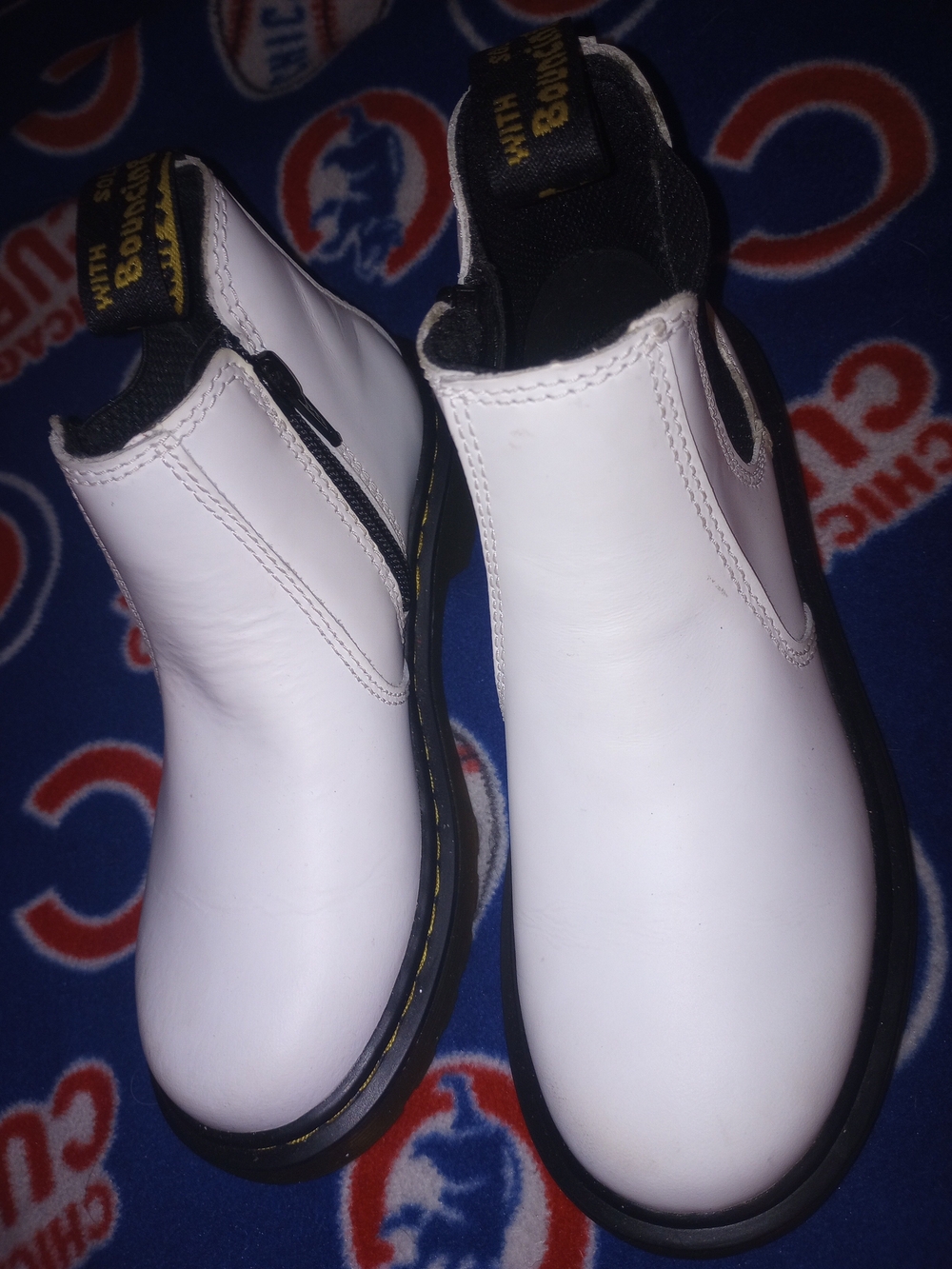 Dr. Martens Air Wair Kids White Chelsea Boots with Black Sole